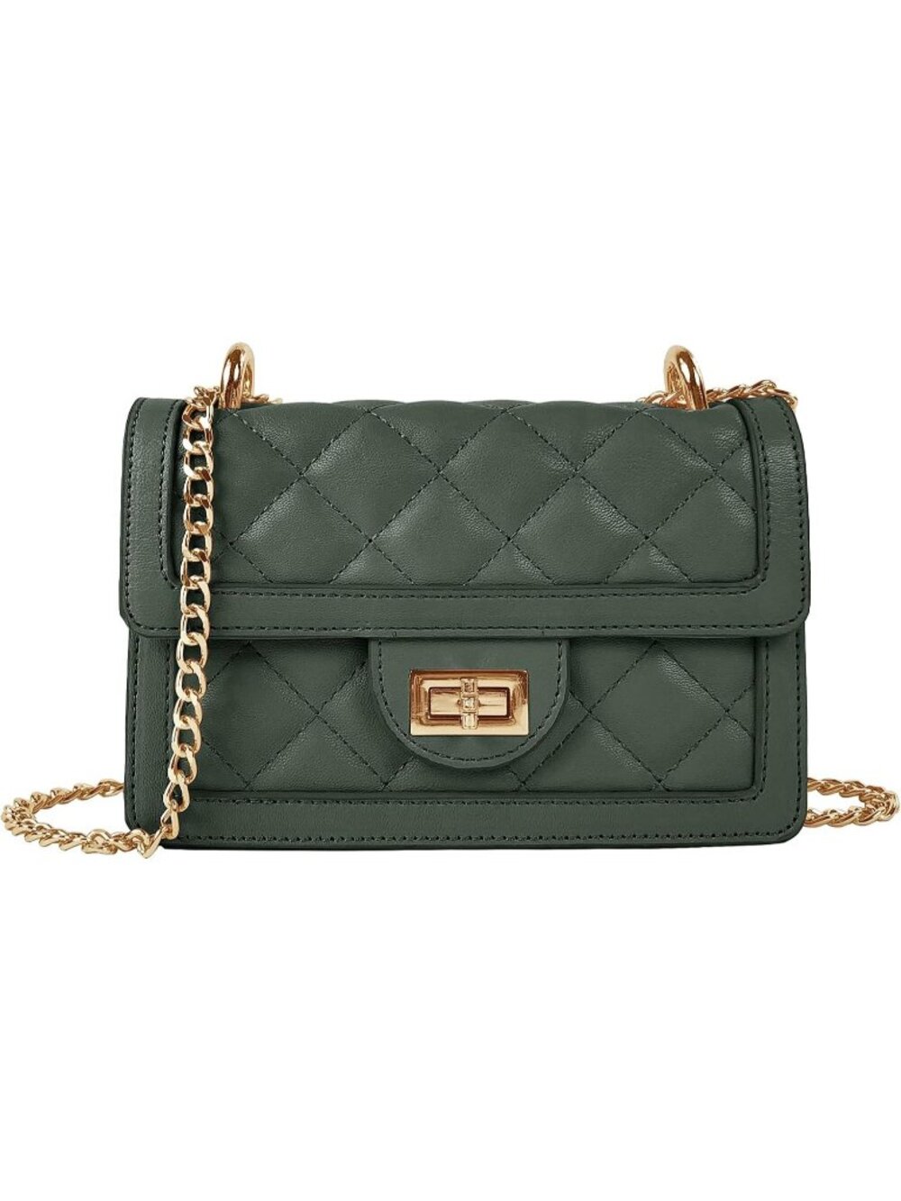 Women's Olive Quilted Mini Small Shoulder Wallet Purse Crossbody Bag